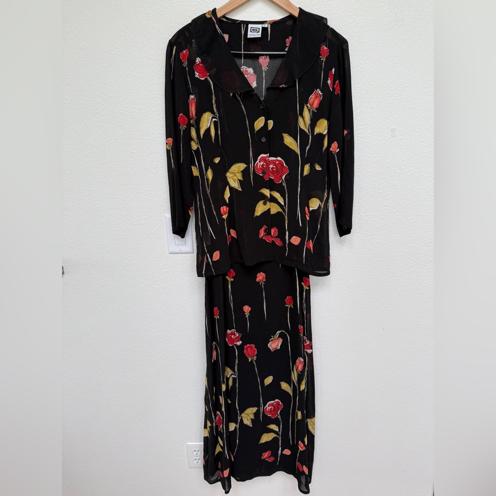 Johnny Was Vintage 2-piece Dress Floral Maxi Size L